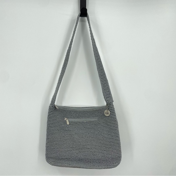 The Sak Boho Hobo Crochet Zip Closure Shoulder Bag gray 12x9.5 - Picture 1 of 8